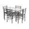 5 Pieces Dining Set Tempered Glass Top Table and 4 Upholstered Chairs